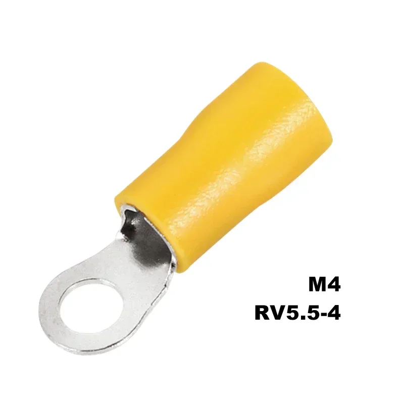 10/50/100 Stück RV5,5 M4M5M6M8 Gelb 12-10AWG Ring Crimp Terminal Isolierte Elektrische Kabel Draht Stecker