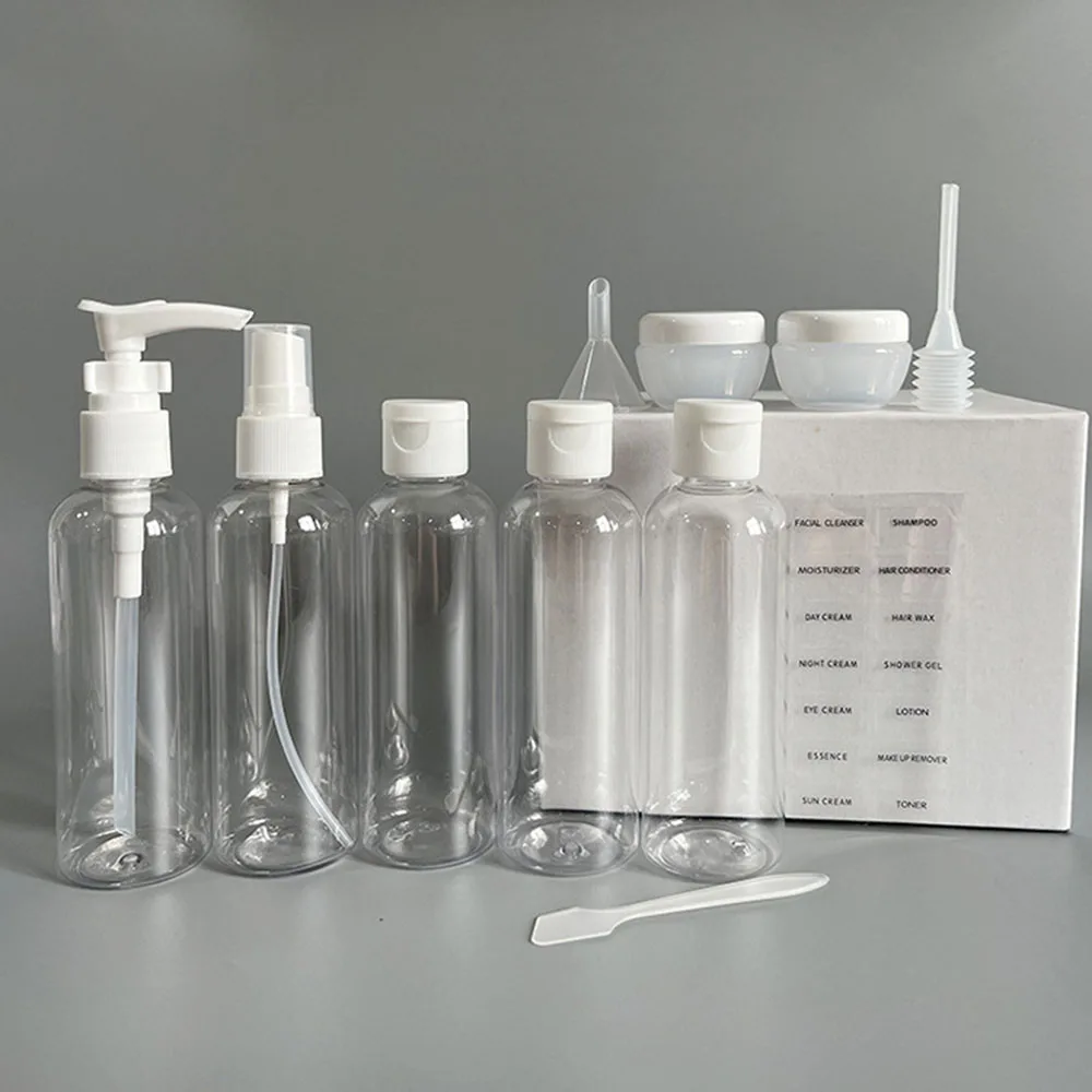 11pcs/set Refillable Bottles Transparent Perfume Atomizer 100ml Empty Spray Bottle Lotion Cream Sub-Bottling Travel Accessories