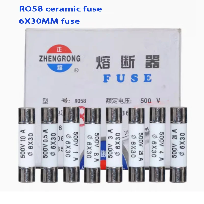 100pcs Ceramic Fuse 6 * 30 Melt Core R058 500V BS1362 0.5A 1A 2A 3A 4A 5A 6A 8A 10A 13A 15A 16A 20A 25A 30A Fuse Core