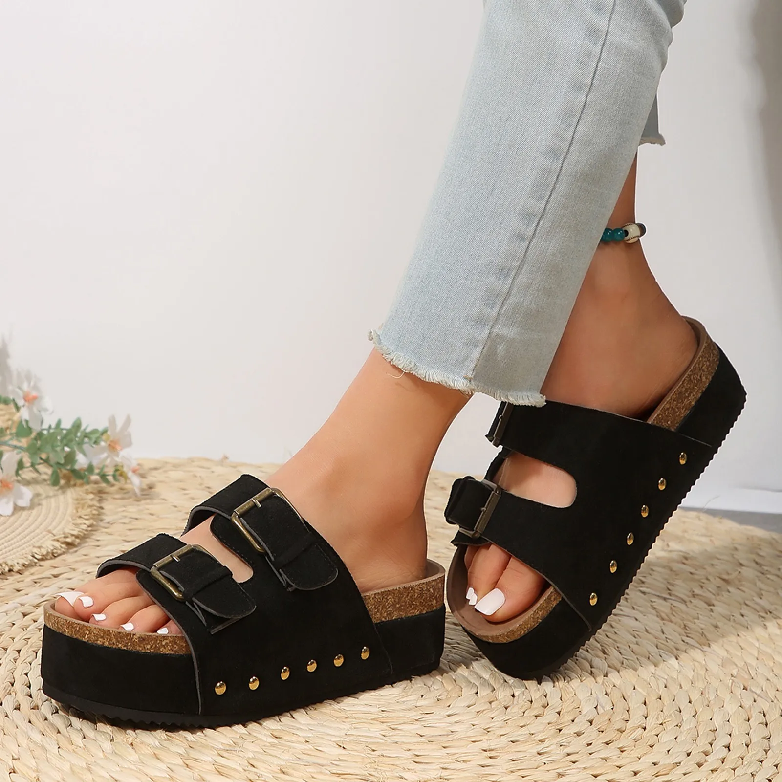 Women Wedge Sandals Open Toe Slingback Sandals Slippers Vacation Bohemian Shoes For Ladies Arch Support Casual Sandals On Offer