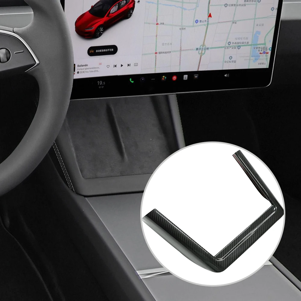 For Tesla Model 3 Highland 2024 Interior Center Console Lower Decorative Armrest Box Front Cover Trim Carbon Fiber Accessories
