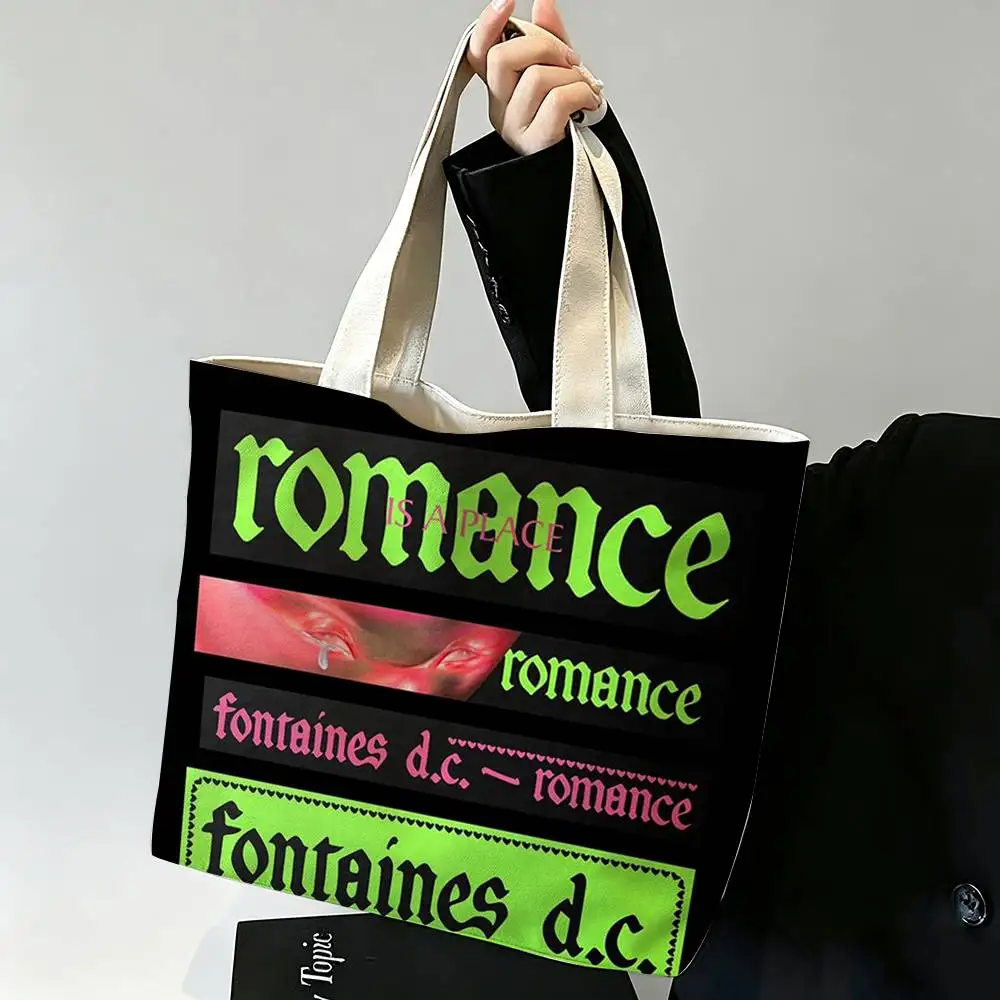 Indie Rock F-Fontaines DC Printed Canvas Tote Bag Shoulder Bag Commuter Mommy Shopping Bag