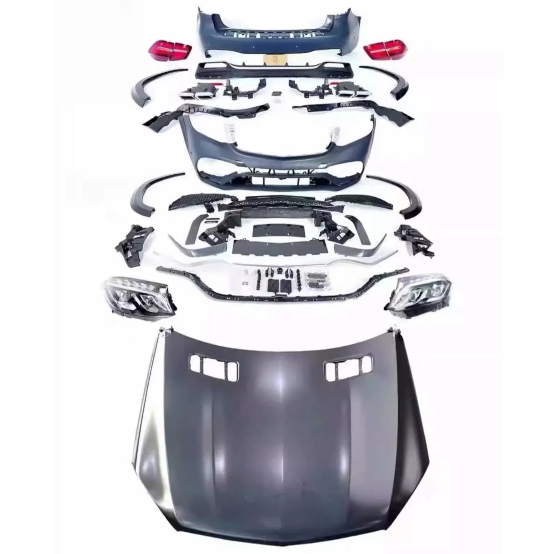 Front Rear Bumper Headlight Taillight Engine Hood for Mercedes-Benz GL350 GL400 GL450 GL500 GL550 09-15 Modified 19 Style Kit