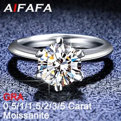 Anillos de moissanita de 0,5/1/1, 5/2/3/5 quilates para mujer, oro blanco de 18K, Plata de Ley 925, corona, Diamante de laboratorio, anillo de boda, joyería fina