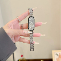 Diamond Metal Strap For Xiaomi Mi Band 10 9 8 Strap NFC Stainless Steel Correas For Mi Band 10 9 8 Smart Wristbands Accessories