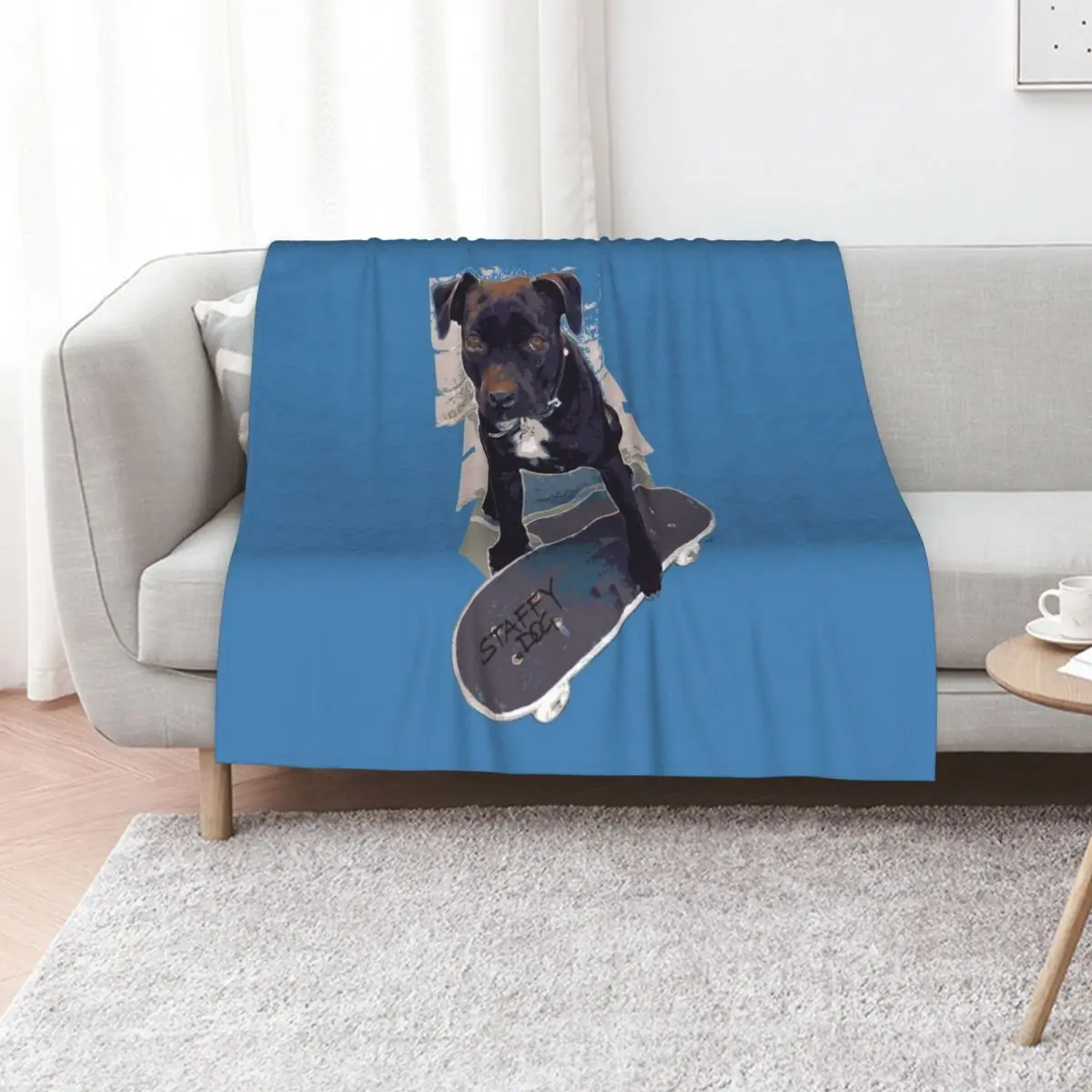 

SK8 Staffy Dog Skater colour pic Throw Blanket For Baby Loose Bed covers Luxury St Blankets