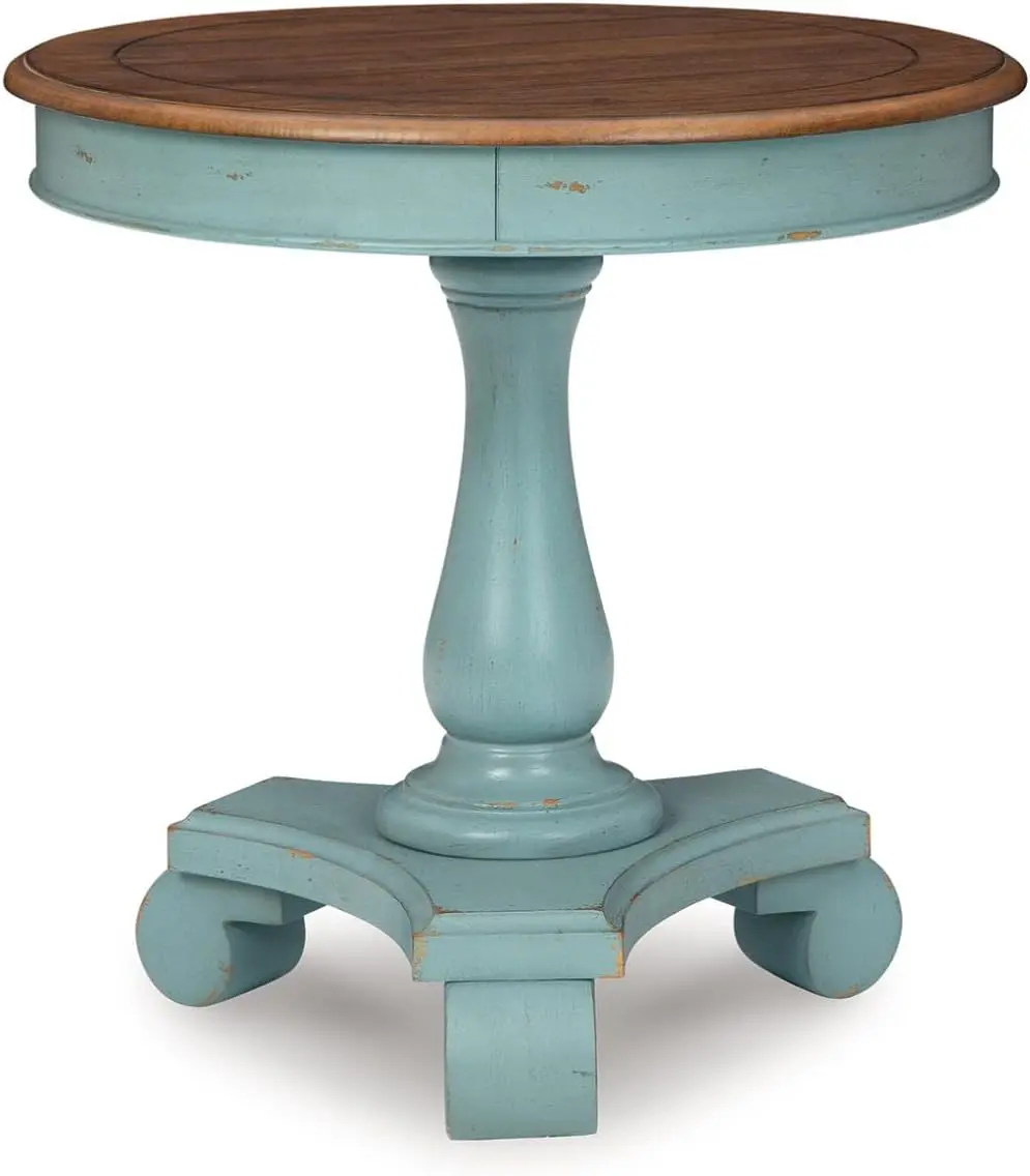 

Signature Design by Ashley Mirimyn Farmhouse Round Accent Table, Teal & Brown