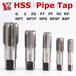 HSS Pipe Tap 1/16 1/8 1/4 3/8 1/2 3/4 1.1/4 1.1/2 1 cal 2 cal metryczny gwintownik narzędzia gwintowe G ZG Z RP RC NPT PT BSP NPSF NPTF