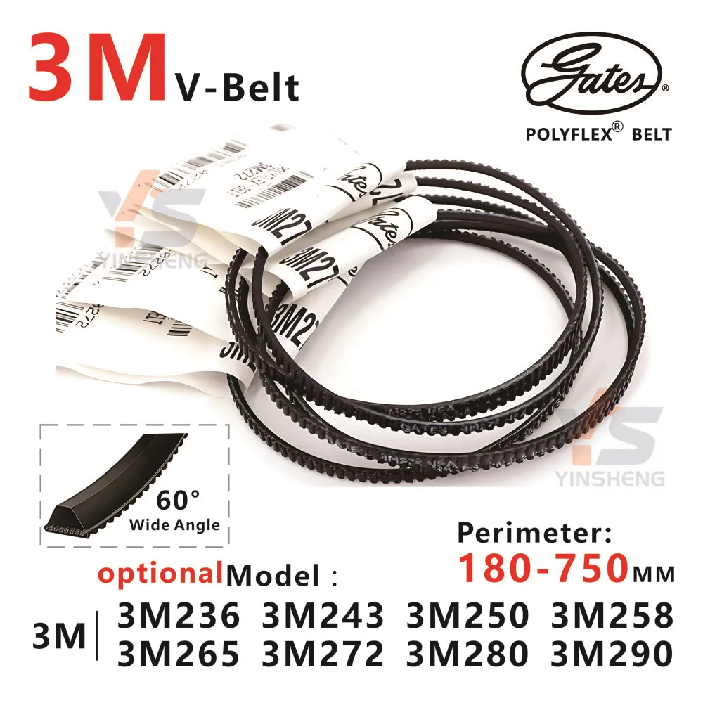 

3M Gates wide Angle Belt perimeter 236-290 MM 3M236 3M243 3M250 3M258 3M265 3M272 3M280 3M290 polyurethane Driving lathe V-Belt