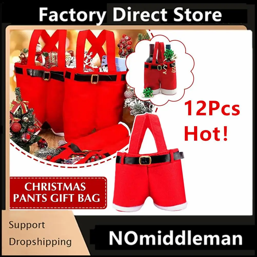 

12Pcs Santa Pants Style Bag Cute Bags Stocking Tree Filler Sacks Stocking Xmas Gift Christmas Decorations Wedding Candy Bags