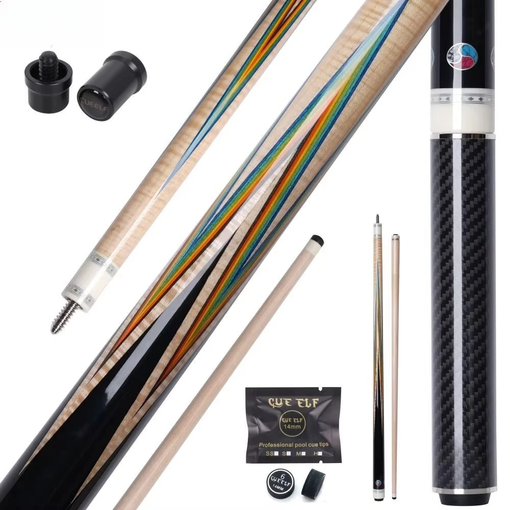 

12 Pcs Laminated Maple Shaft High Grade Handmade Carom Cues 12.5mm Tip Size Inlay Butter Fly Handmade Inlay 3/8*10 Pin