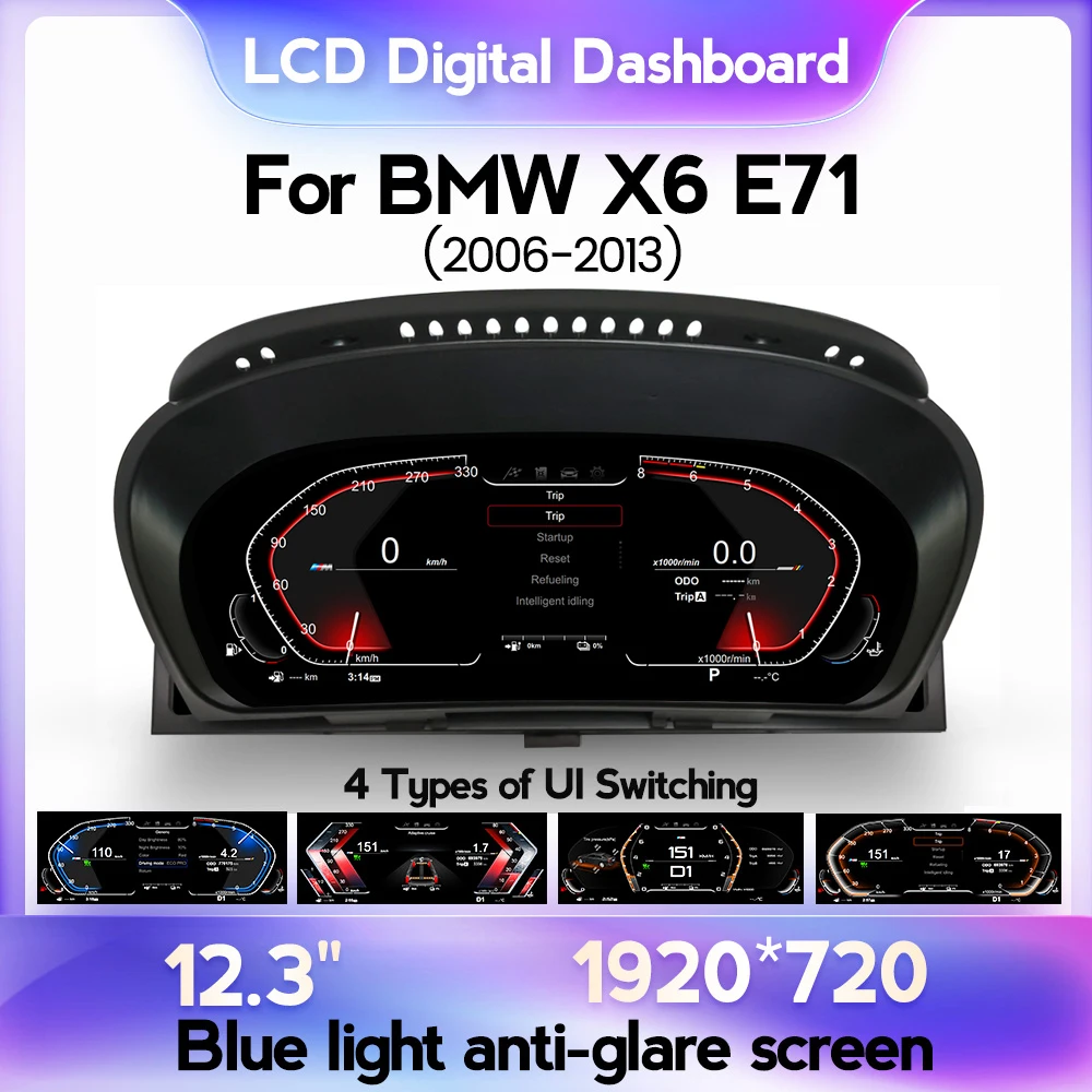 EU Store 1920*720P For BMW X5 E70 X6 E71 2006-2013 CCC CIC Car LCD Digital Cluster Virtual Cockpit SpeedMeter Dash Panel Display