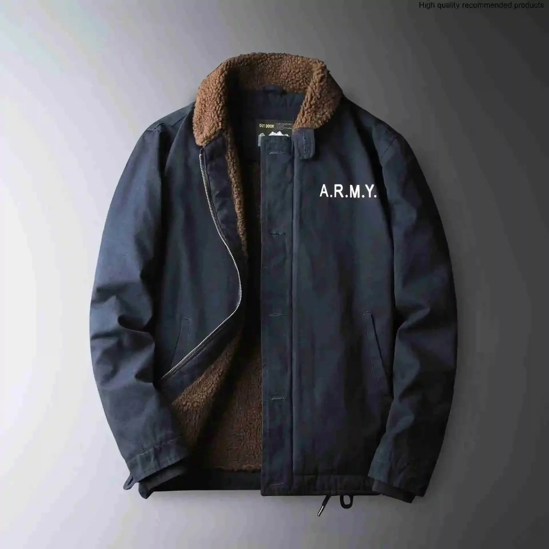 

coat wool 2025 men's cotton winter thickened plus velvet cotton coat retro jacket N1 navy deck suit