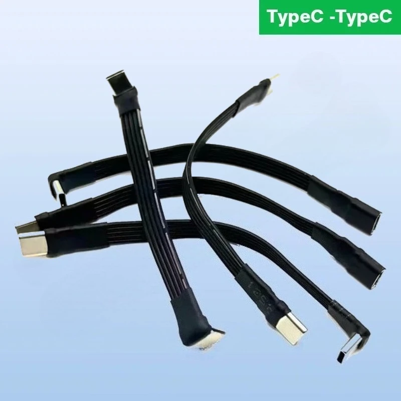 USB C Charging Cable ​90 Degree USB C Male to Female Type-C Cable ​Data Transfer 480Mbps Flat Bending Charging Cable for Laptops