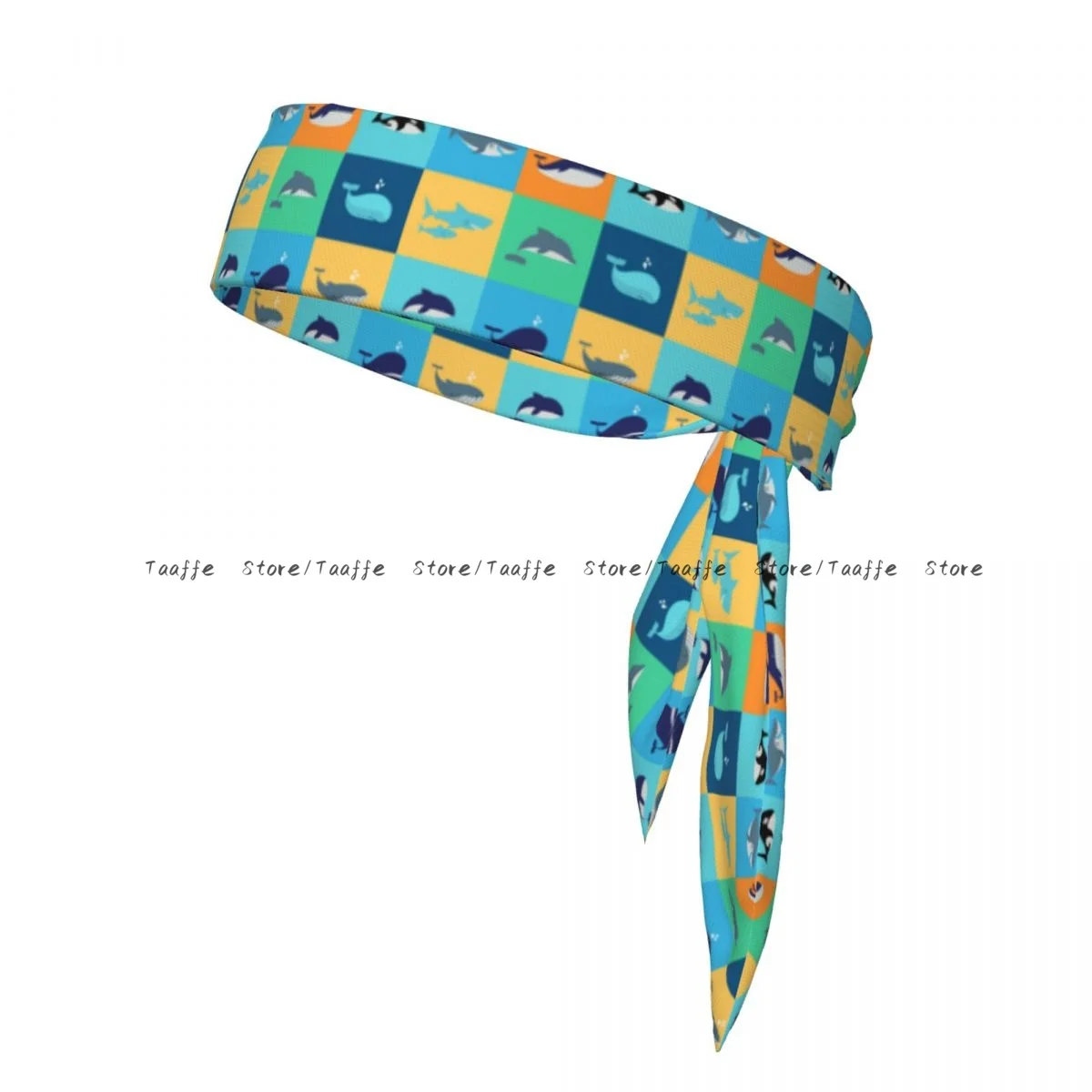 

Head Tie Sports Headband Whales Dolphins Sharks Athlete Sweatbands Head Wrap For Working Out Running Yoga