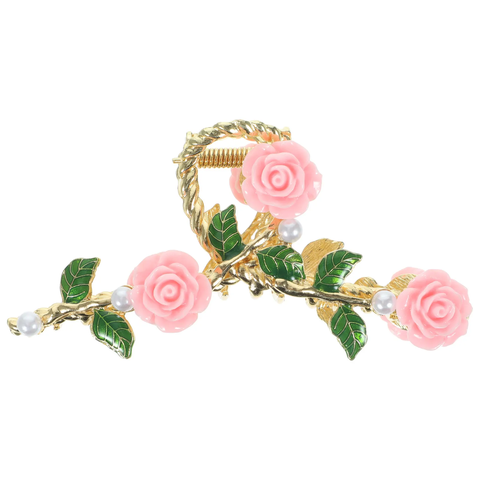 Rose Flower Hair Clamp for Women – Large Alloy Claw Clip, Secure Hold for Daily, Party & Wedding Styling