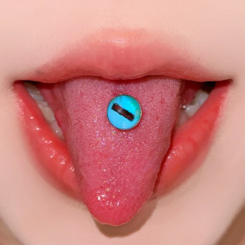 

1Pc Trendy Sweet Cool Style Stainless Steel 1.6mm Multi-Color Pupil Pattern Tongue Stud for Cool Girls Body Piercing Gift