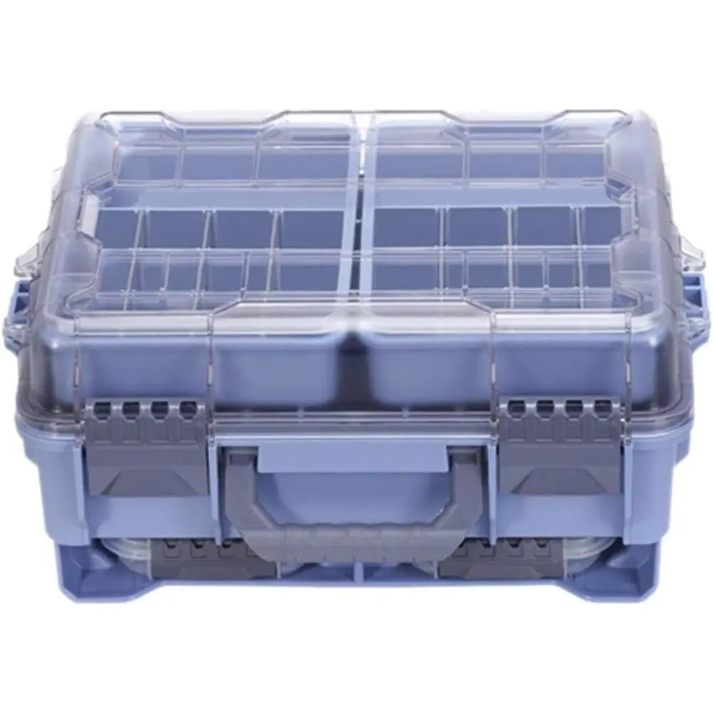 

Коробка для снастей с ручкой, практичная коробка для рыболовных принадлежностей, 3-слойный органайзер для хранения с несколькими сетками, ящик для инструментов, чехол для приманки