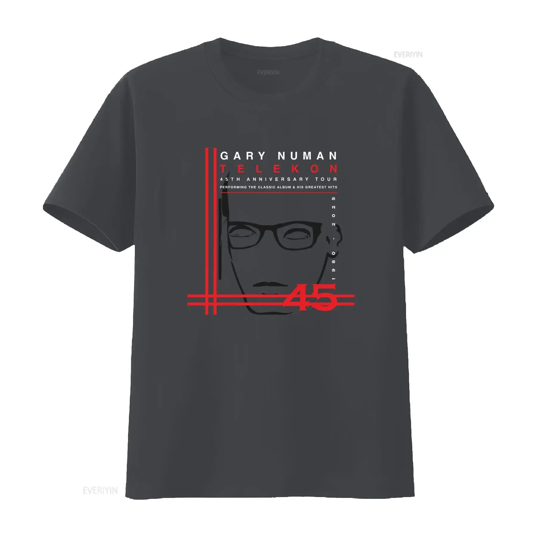 Gary Numan Telekon 45th Anniversary Tour 2025 T Shirt Official Logo Song Titles I A Z Complex Men's Casual Round Neck Iconic