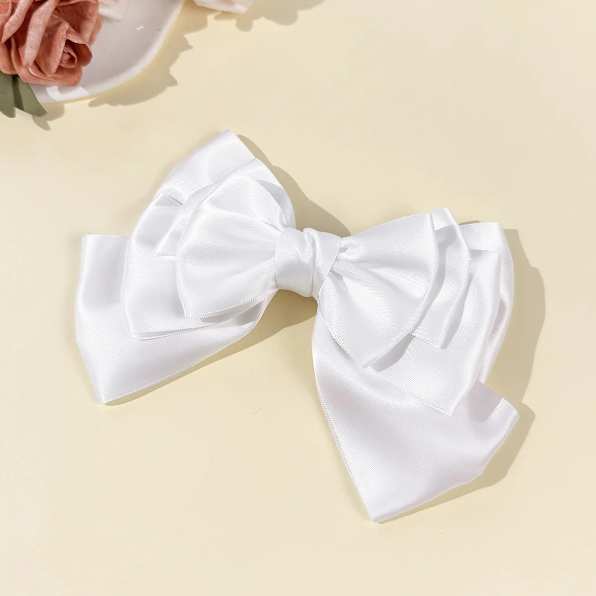 24Pc Large 8-inch Satin Ribbon Bow Hair Clips Trendy Double Layer Hairgrips for Women And Girls Bulk Pack Hair Accessories