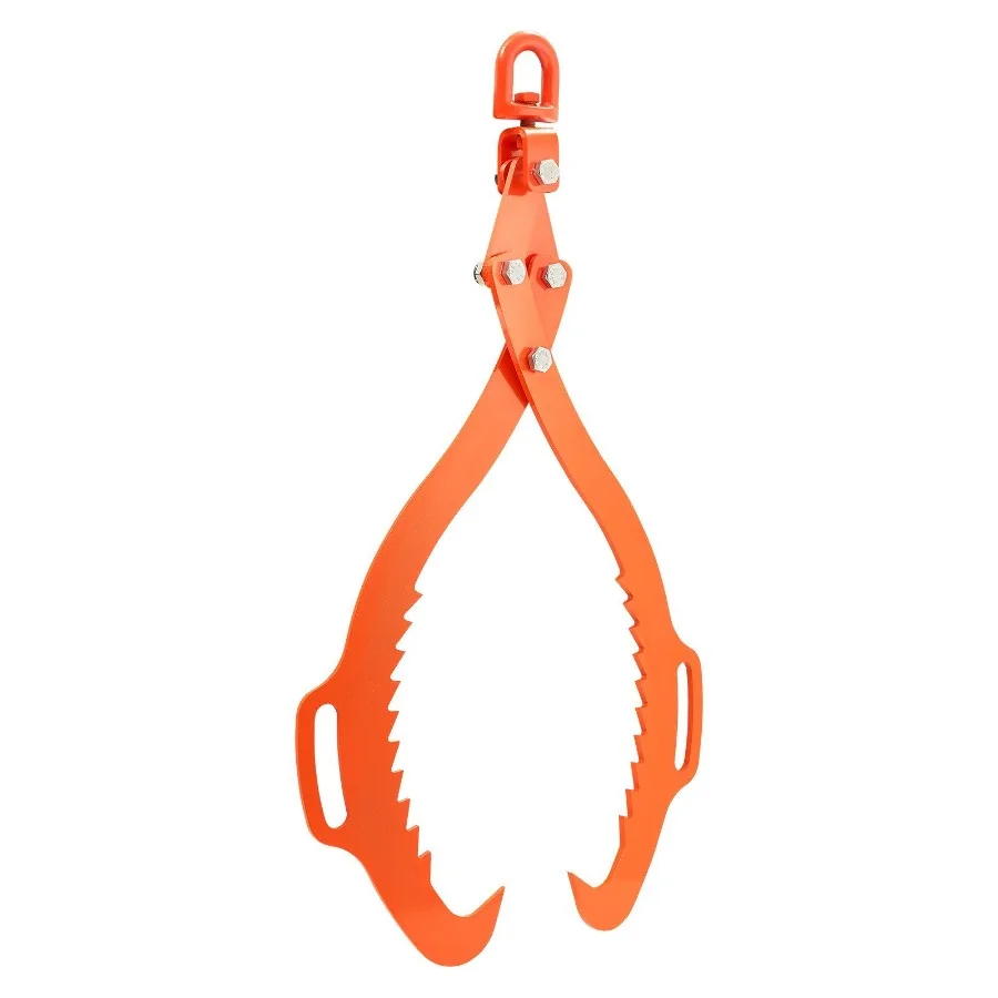 32in Log Lifting Tongs 2 Claw Solid Steel Log Grapple Swivel Log Tools