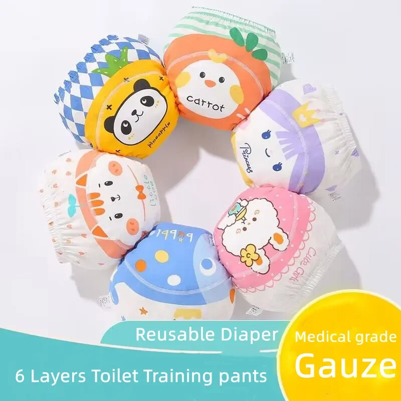 4pc/Lot  Baby Cotton Training Pants Panties Waterproof Cloth Diapers Reusable Toolder Nappies Diaper Baby Underwear