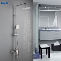 ULA Stainless Steel Shower Faucet Waterfall Bathroom Faucet Shower Set Rainfall Shower System Hot Cold Water Shower Mixer