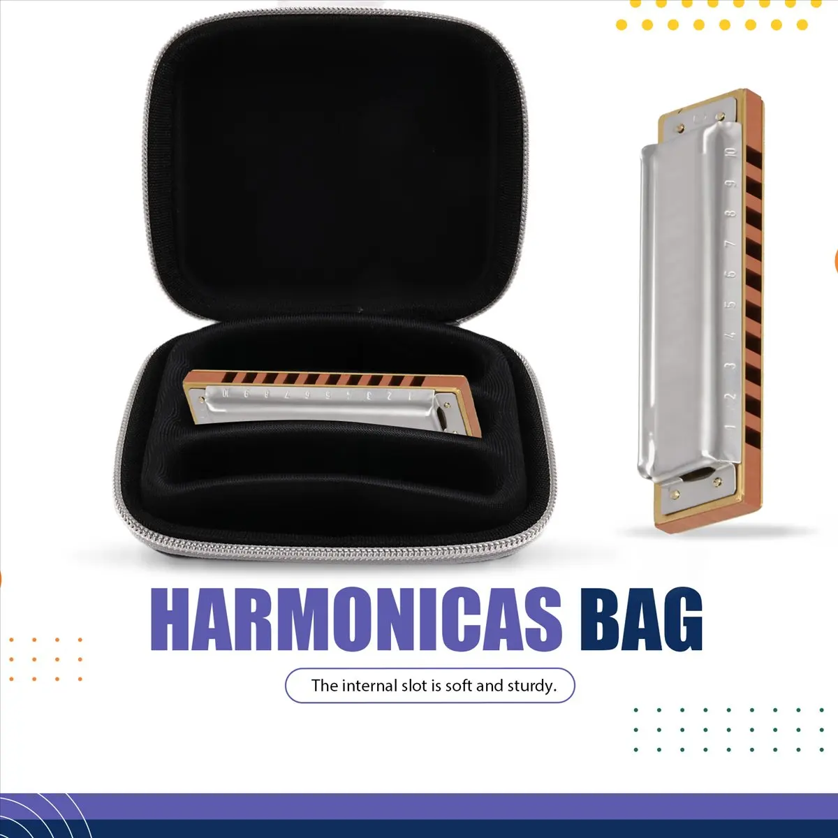 

Y313A ГОРЯЧИЙ чехол для переноски губной гармоники с 10 отверстиями, чехол на молнии для губной гармоники, чехол для хранения губной гармоники, вмещает 3 губной гармоники