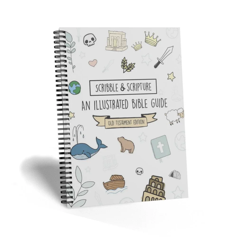 

Scribble & Scripture The Bible Made Simple — иллюстрированное руководство по Библии Блокнот со спиральной переплетением и вдохновляющими иллюстрациями
