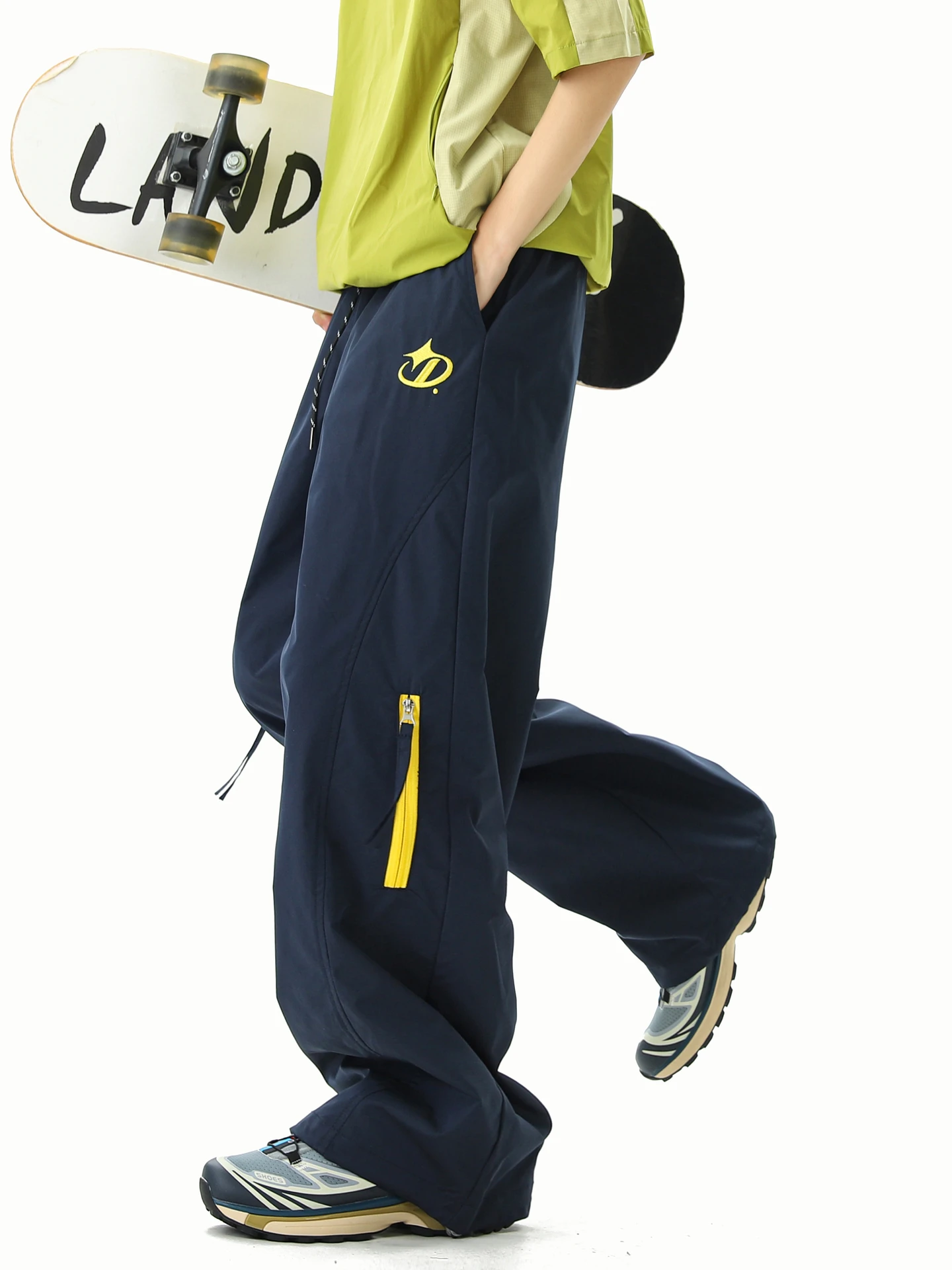 

Уличные повседневные брюки-карго, мужские свободные прямые брюки на молнии Fly Spor, молодежная летняя одежда из полиэфирного волокна