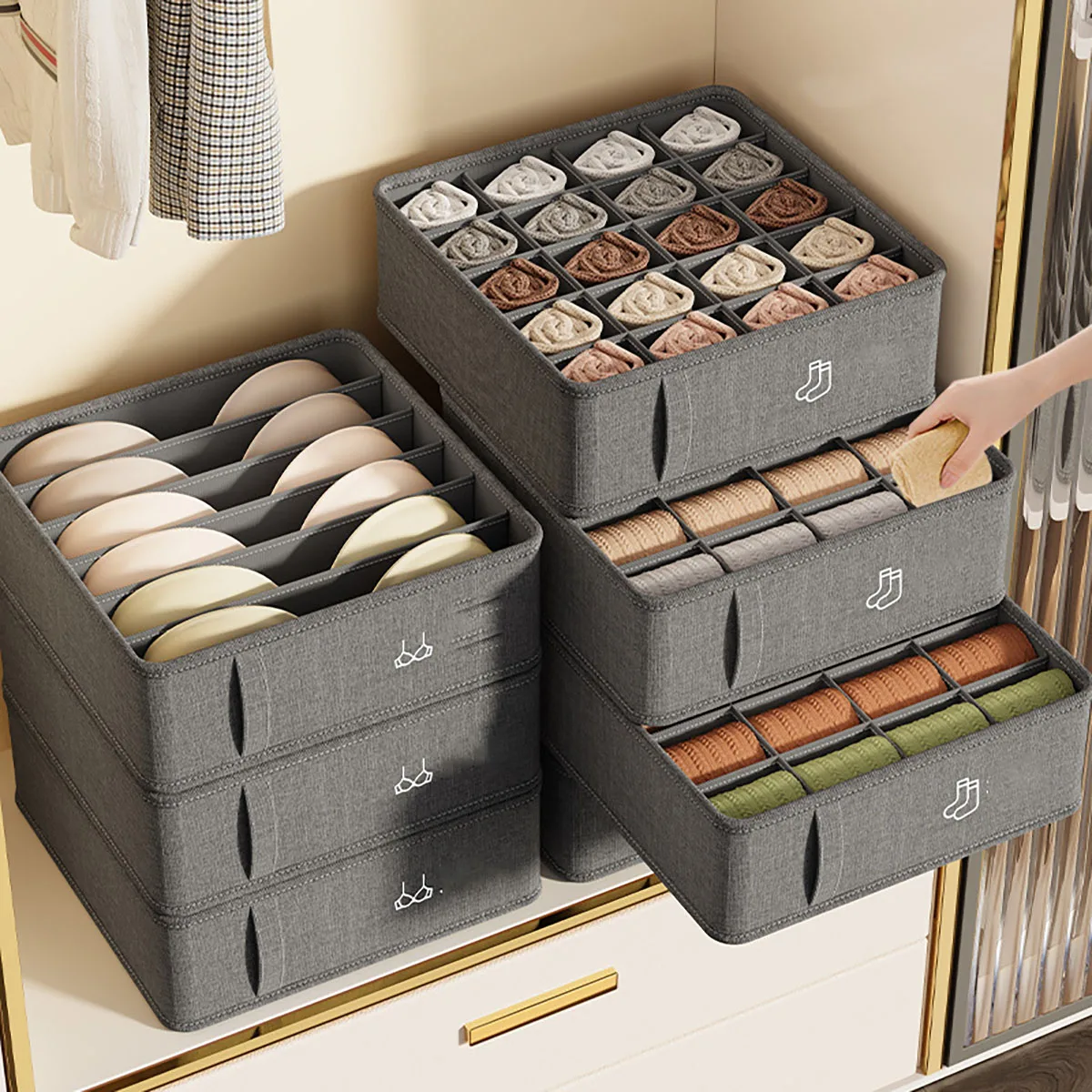 

20/6/7/1 Grids Cation PP Sock Bra Pants Simplicity Organizers Of Cabinets And Drawers Home Sorting Boxes Storage Organizer Box