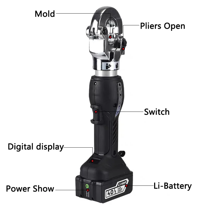كماشة هيدروليكية كهربائية صغيرة قابلة لإعادة الشحن NM-300 كابل بطارية ليثيوم محمول محطات ألومنيوم نحاسية كماشة تجعيد #6