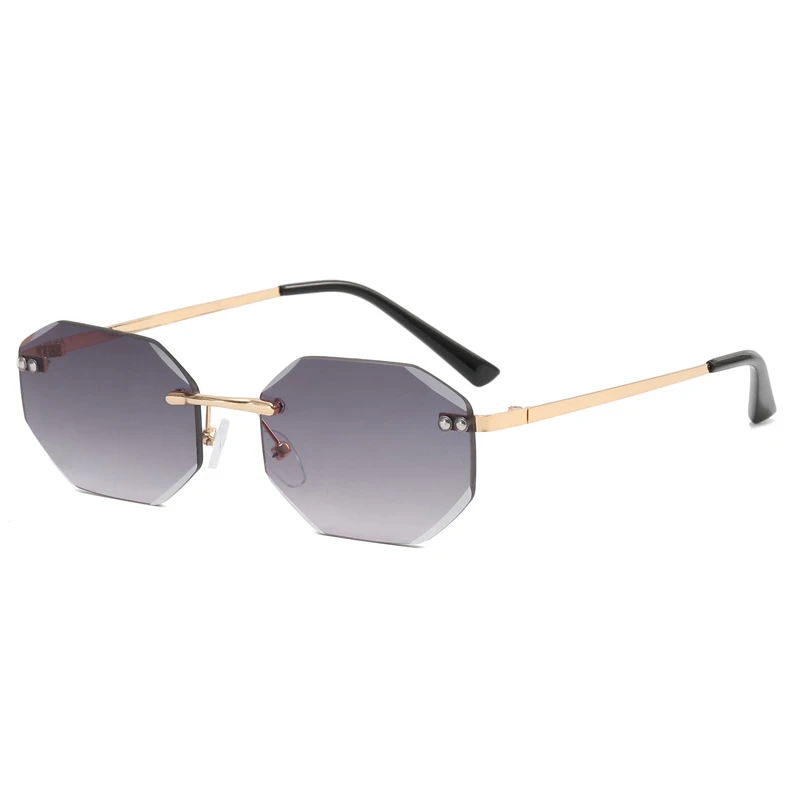 New high value rimless polygonal trend personality sunglasses for men and women can be senior sense of pull full