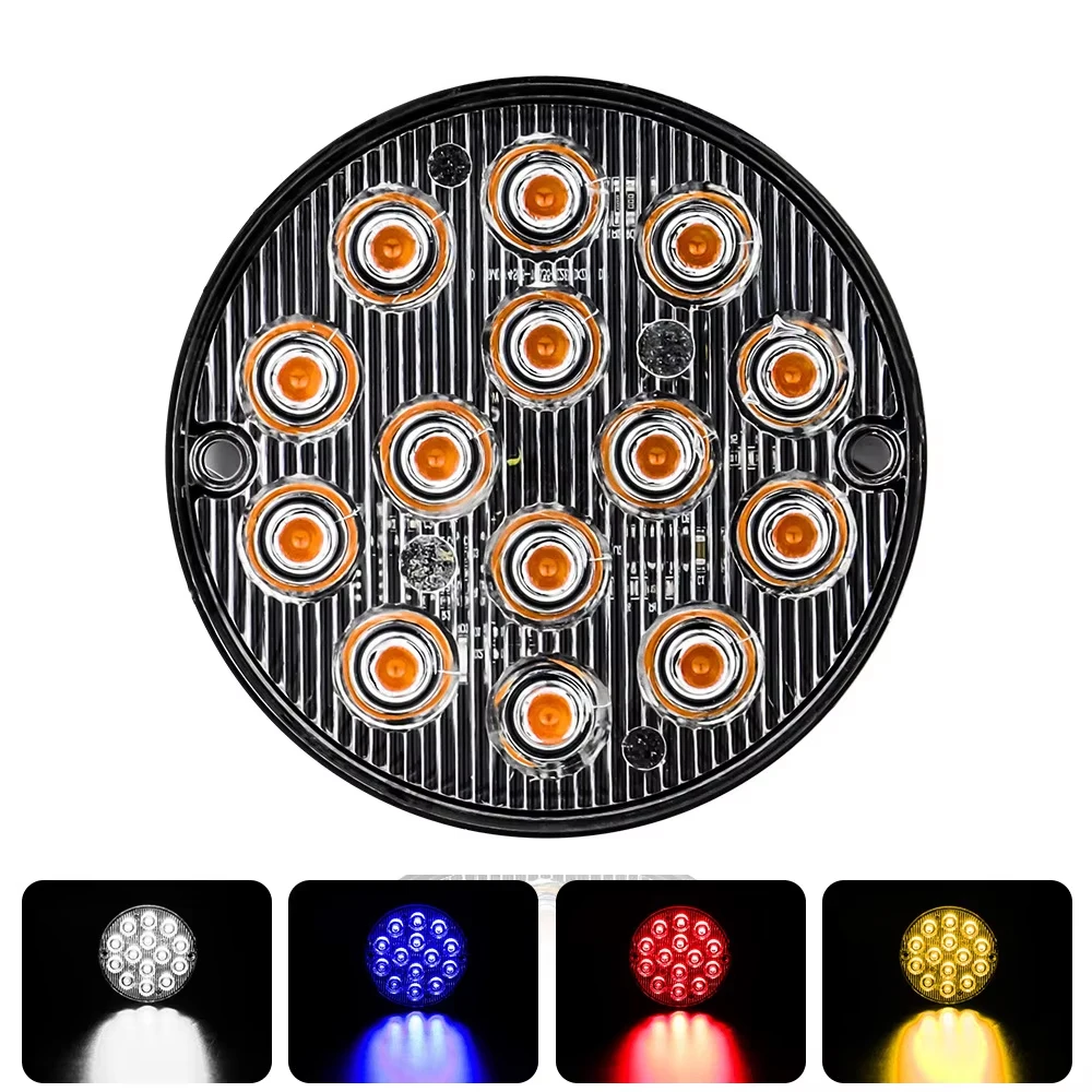 1pcs Led Strobe Warning Light Strobe Grille Flashing Truck Lamp Amber Traffic Light 12V 24V Round Car Light Side Maker Lights
