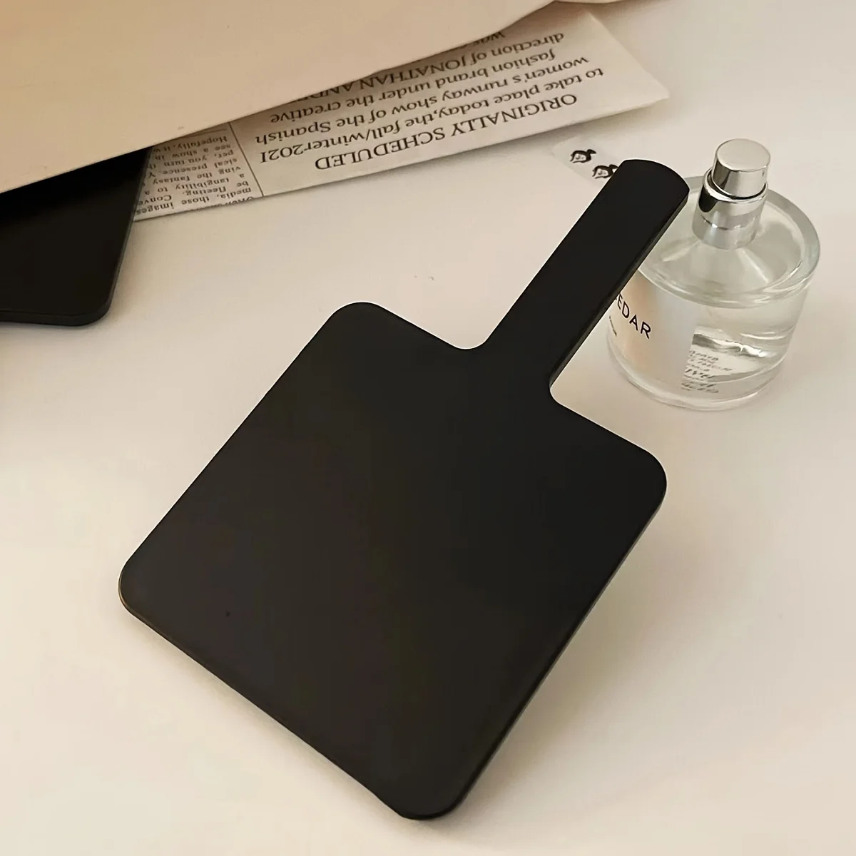 مرآة ماكياج مربعة سوداء محمولة ، مرآة صغيرة للسيدة ، أدوات اللمس ، حقيبة ، الموضة #6