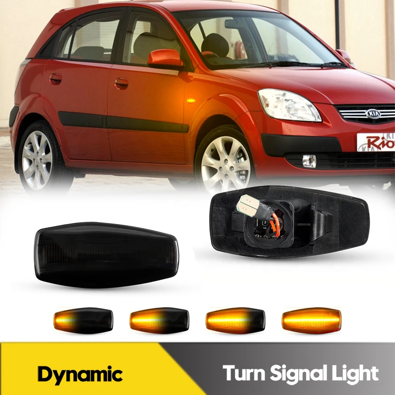

2Pcs For Hyundai Accent Elantra I10 Tucson LED Dynamic Side Marker Light Turn Signal Lamps For Kia Rio Amanti Car Accessories