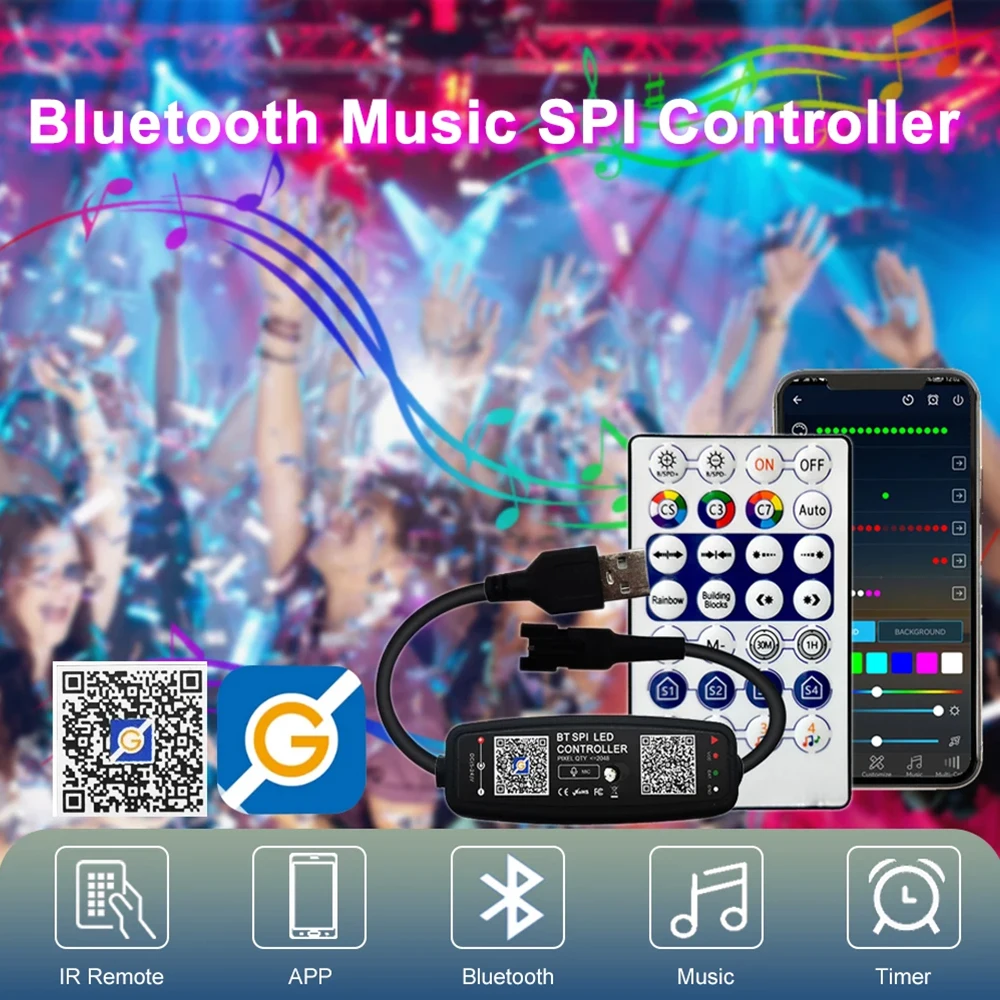 Wholesale Surplife 5V USB Bluetooth Music Pixel Controller APP for 3pin WS2812 SK6812 WS2811 WS2813 Dream Color String Light