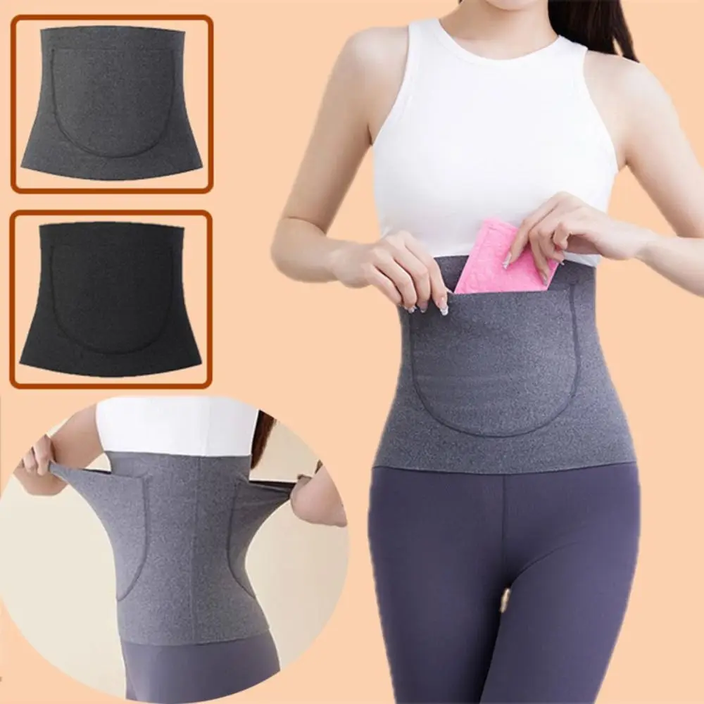 

Thermal Belt with Double Pocket Anti-Cold Warm Stomach Shaping Belt Elastic Women's Intimates Aunt'S Magic Tool To Warm Belly