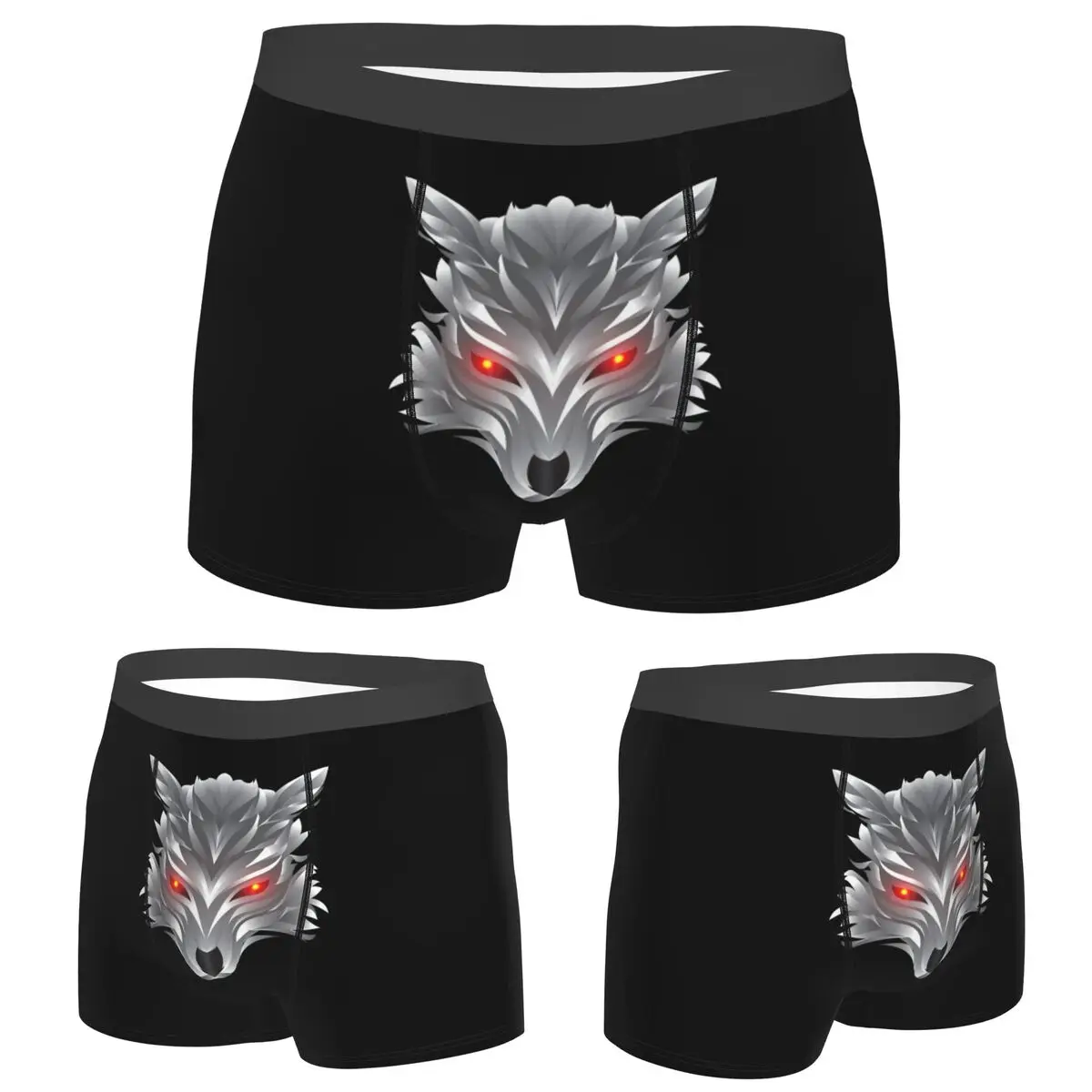 

Boxer Underpants Shorts White Silver Wolf Wolf Pack Panties Male Ventilate Underwear for Homme Man Boyfriend Gifts
