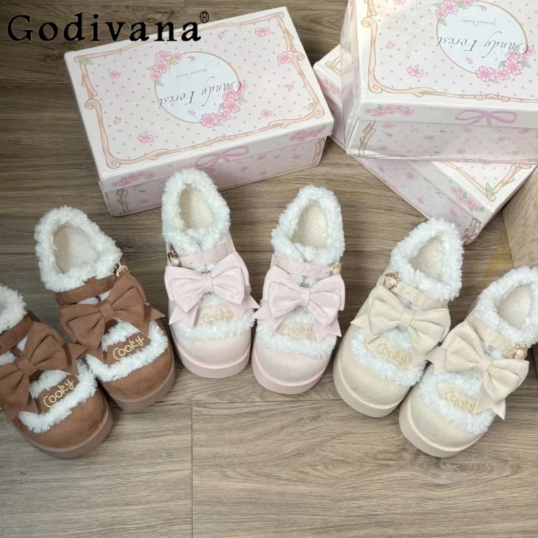 

2025 Winter New Japanese Original Fleece-Lined Thick-Soled Platform Shoes Sweet Cute Girl Warm Student Round-Toe Mary Jane Shoes