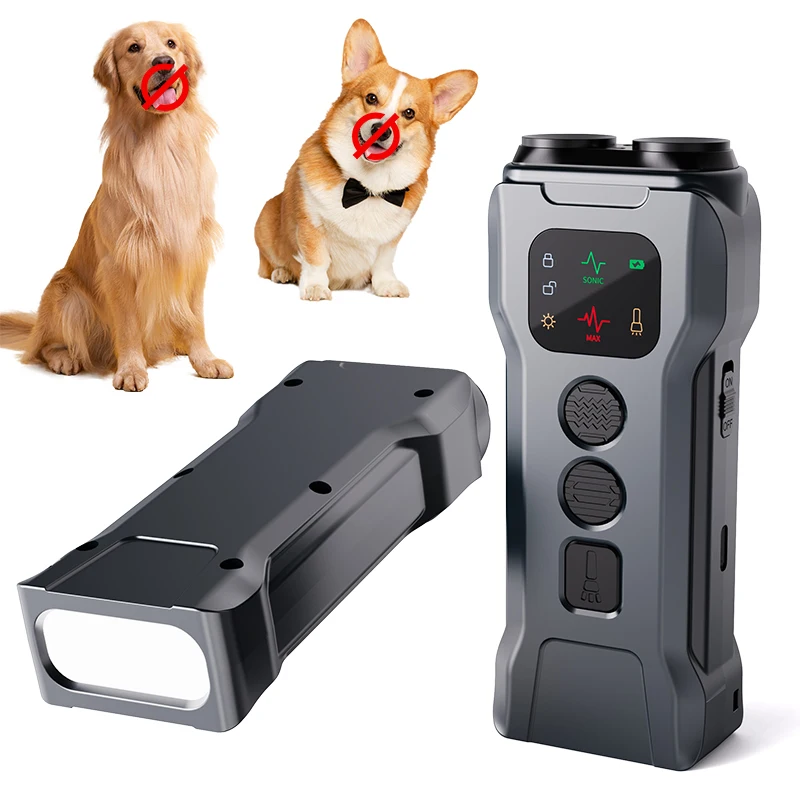 P9 Dog Bark Deterrent Devices Smart Ultra-Sonic Anti-Barking Device with LED Lights Rechargeable Barking Stopper Trainer Outdoor