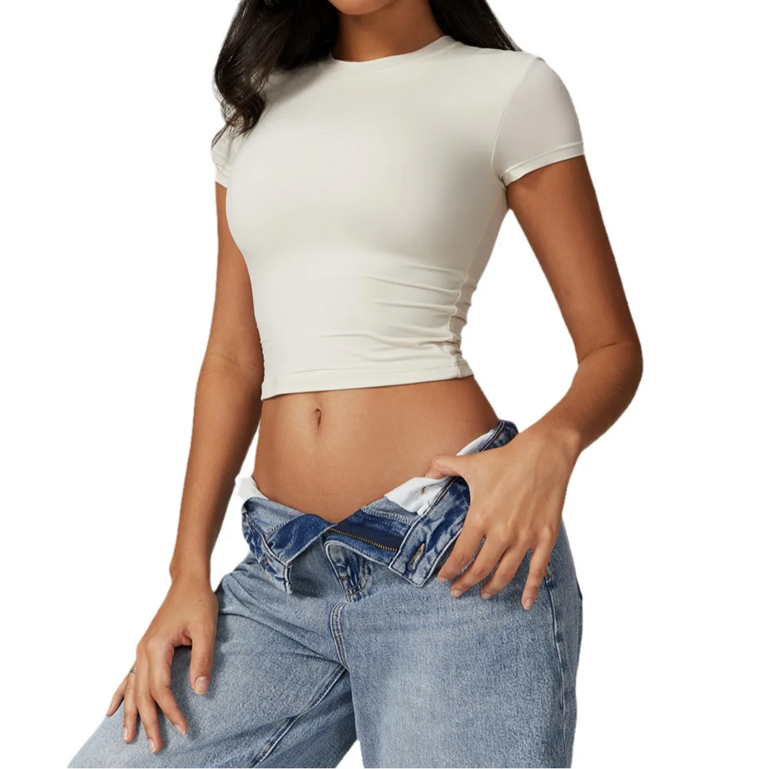 

Maxdutti Casual And Versatile Tight Fitting Quick Drying Fitness Top Yoga Clothes Running Sports T-shirt Short Sleeved