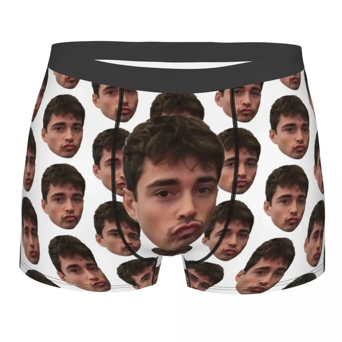 Men Leclerc Kissy Face Underwear Hot Boxer Shorts Panties Homme Mid Waist Underpants