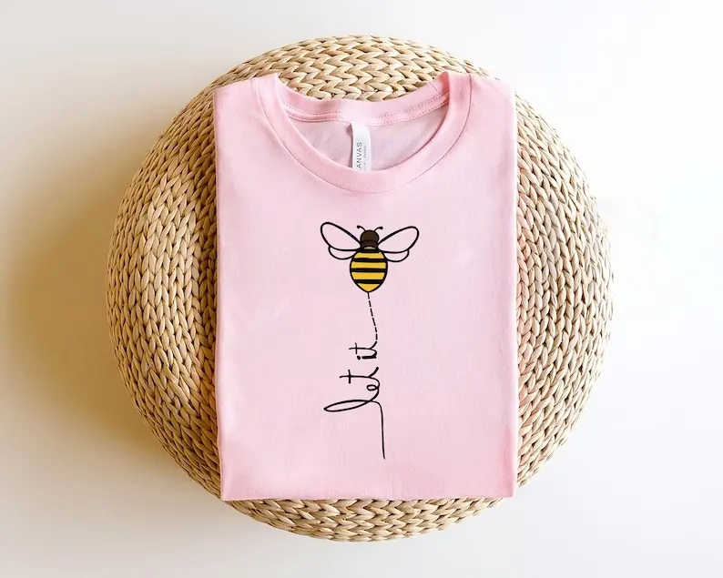 Save The Bees Shirt Beekeeper Gift Wildflower Shirt Bee Lover Shirt Nature Lover Shirt Let It Bee Harajuku Short Sleeve Casual