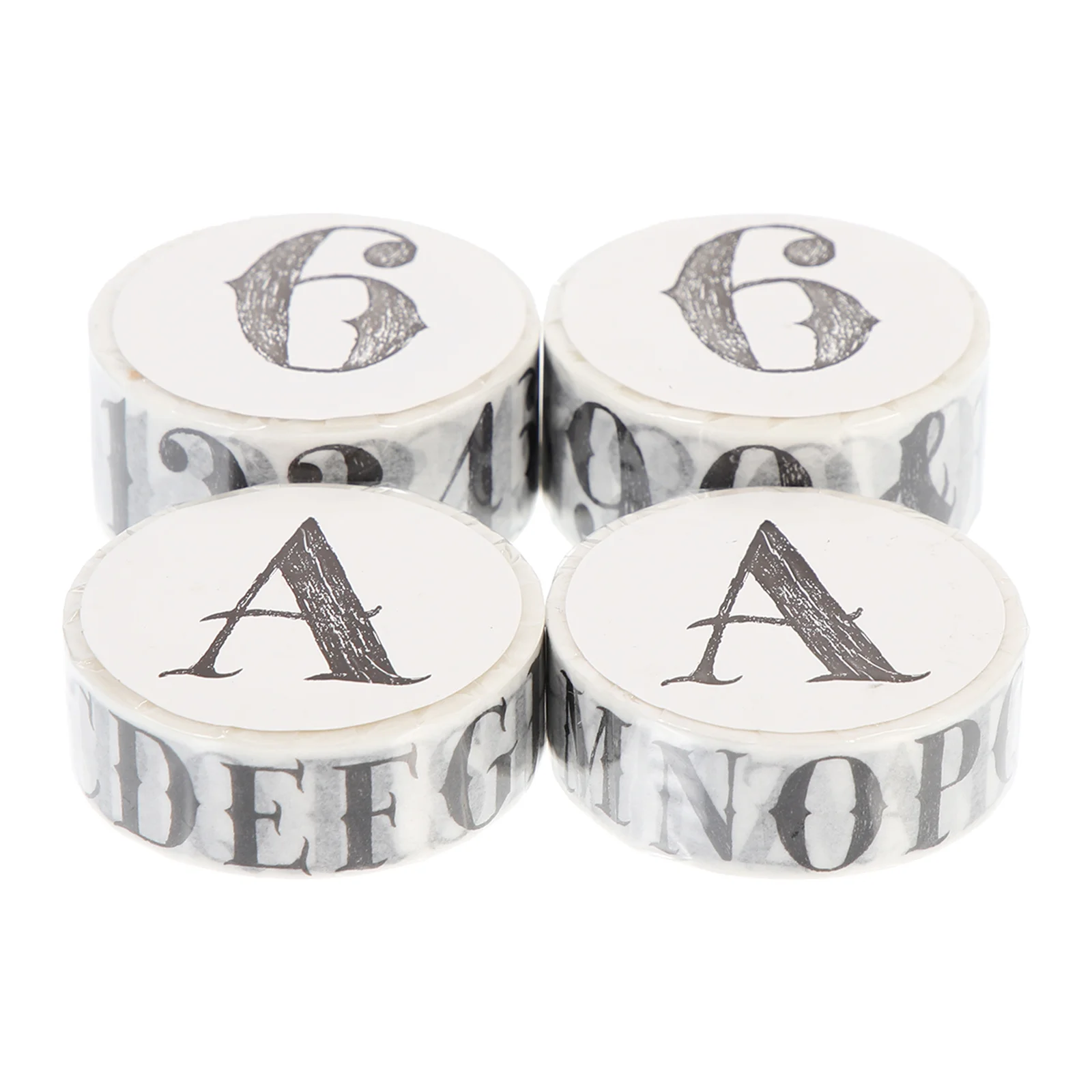 

4 Rolls Decorative Washi Tape with English Letters Numbers for Scrapbooking DIY Journal Album Art Craft Stationery Supplies