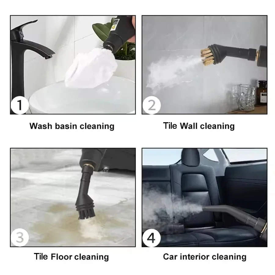 Tragbarer Hochdruck-Handdampfreiniger Hochtemperatur-Reinigungsgerät mit Mehreren Bürstenköpfen für Küche Bad Auto – Detail 5
