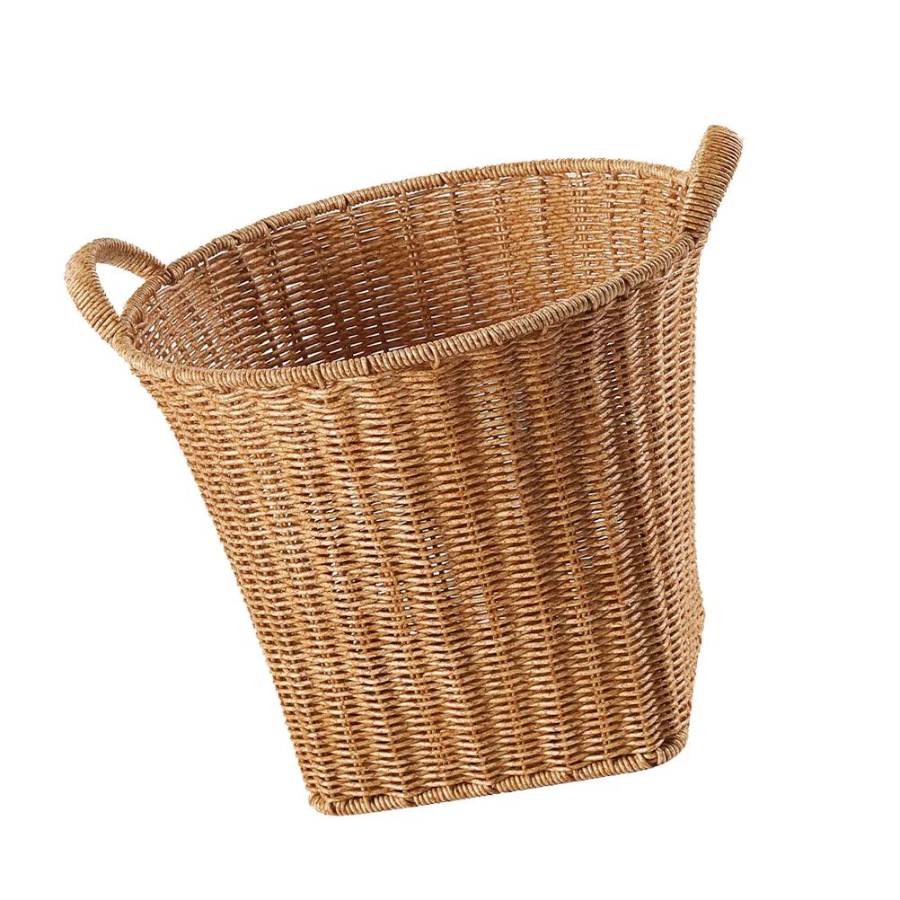 

Large Wicker Storage Baskets Portable Fruit Woven Holder Shopping Handle Decorative Woven Basket Imitation Rattan Flower Basket