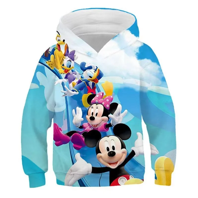 Men\'s And Women\'s Iong-sleeved Hooded Sweatshirts 2024 Spring And Autumn Children\'s Casual Tops Cartoon Mickey And Minnie Print