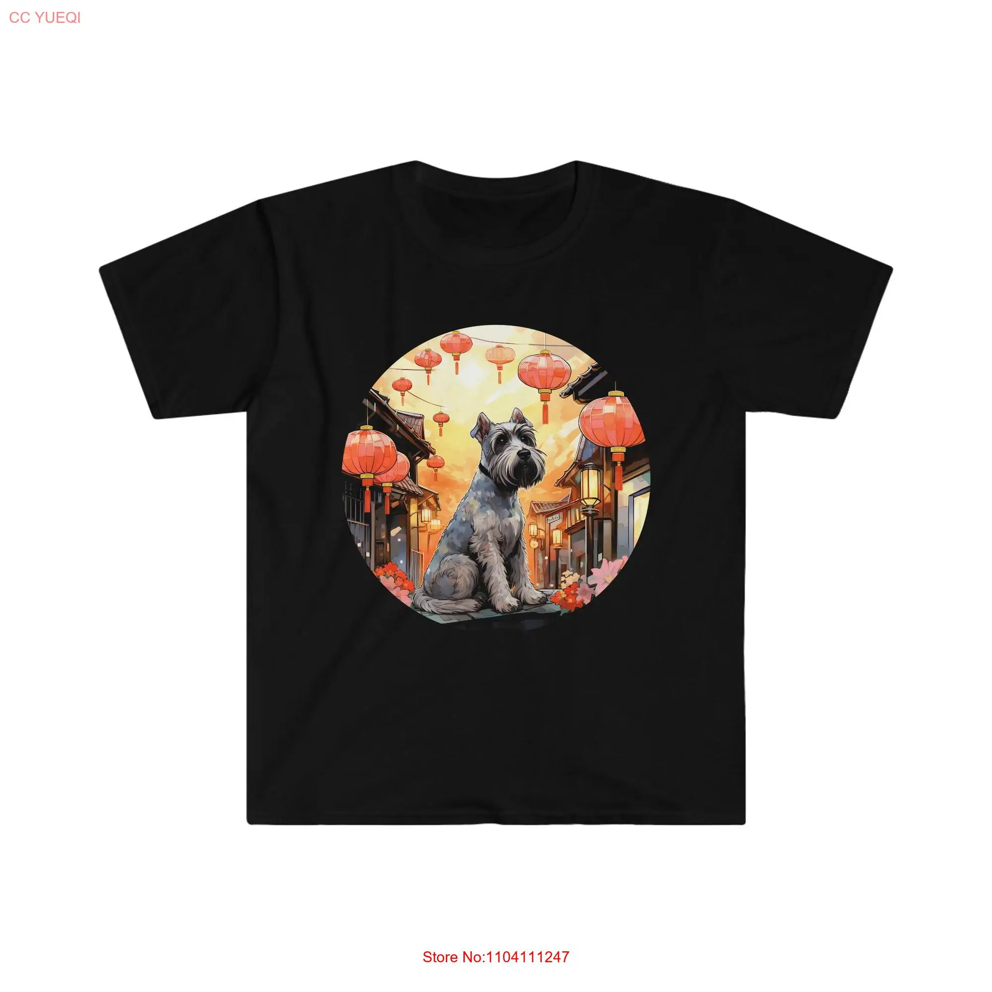 Schnauzer Dog Japanese Lanterns T Shirt Perfect Miniature Japan for Lovers long or short sleeves