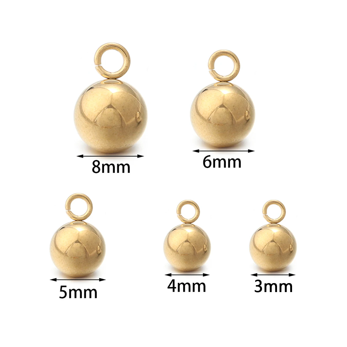 10-20pcs/lot Stainless Steel Solid Ball Pendant Metal Bead Pendants Round Ball For DIY Jewelry Making Earrings Bracelet Necklace